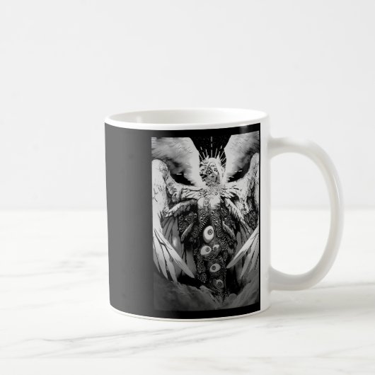 Creepy Manga Biblical Angel Beängstigend Eyes Horr Kaffeetasse (Rechts)