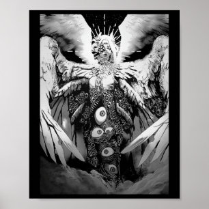 Creepy Manga Biblical Angel Beängstigend Eyes Horr Poster