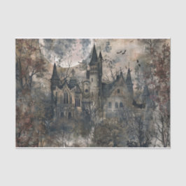 Creepy Mansion Spooky Bat Halloween Moon Decoupage Seidenpapier
