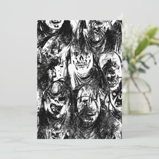 Creepy Masks Einladung (Stehend Vorderseite)