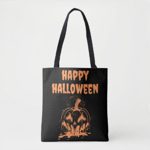 Creepy Melting Orange Pumpkin Happy Hallowen Tasche