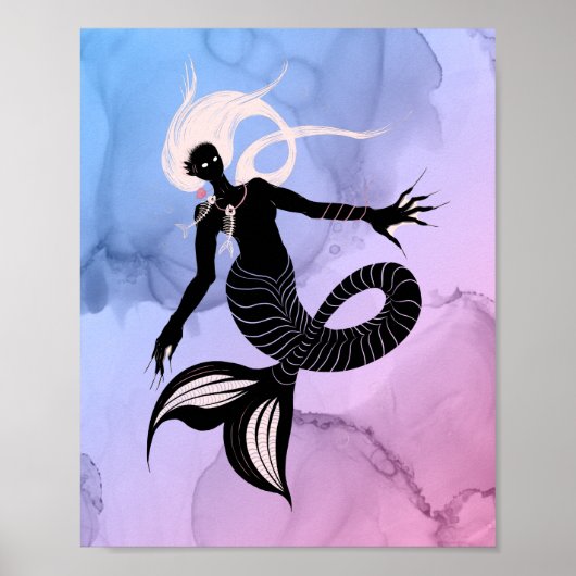 Creepy Mermaid Dark Fantasy Monster Goth Poster (Vorne)