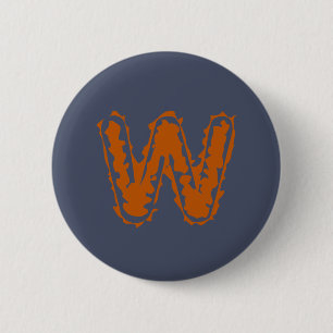 Creepy Monogram Clashing Orange auf Blue Button