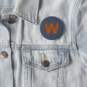 Creepy Monogram Clashing Orange auf Blue Button (Beispiel)