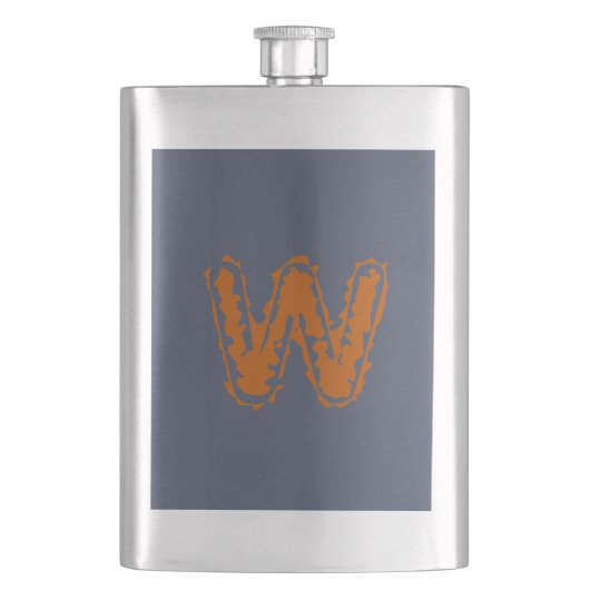 Creepy Monogram Clashing Orange auf Blue Flachmann (Vorderseite)