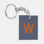 Creepy Monogram Clashing Orange auf Blue Schlüsselanhänger (Vorderseite links)