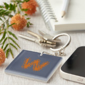 Creepy Monogram Clashing Orange auf Blue Schlüsselanhänger (Vorderseite rechts)
