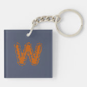 Creepy Monogram Clashing Orange auf Blue Schlüsselanhänger (Rückseite)
