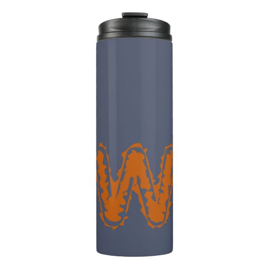 Creepy Monogram Clashing Orange auf Blue Thermosbecher (Vorderseite)