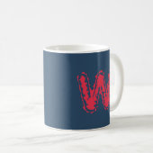 Creepy Monogram Clashing Red auf Blue Kaffeetasse (VorderseiteRechts)