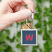 Creepy Monogram Clashing Red auf Blue Schlüsselanhänger (Hand)