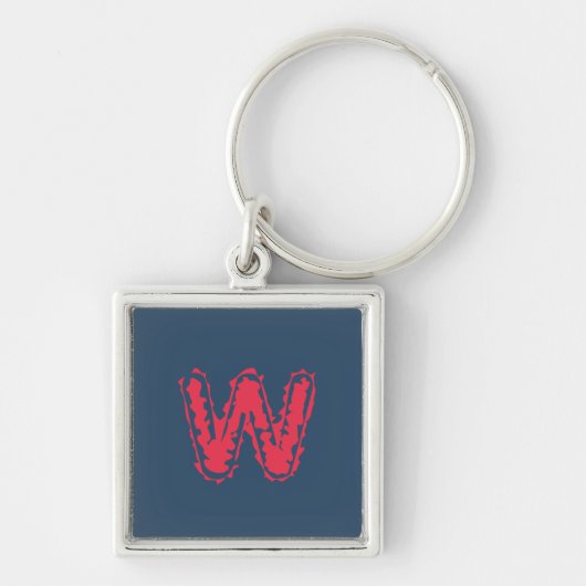 Creepy Monogram Clashing Red auf Blue Schlüsselanhänger (Vorne)