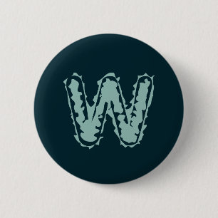 Creepy Monogram Mint Green auf Deep Blue Button