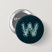 Creepy Monogram Mint Green auf Deep Blue Button (Vorne & Hinten)