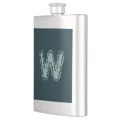 Creepy Monogram Mint Green auf Deep Blue Flachmann (Links)