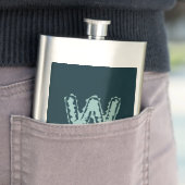Creepy Monogram Mint Green auf Deep Blue Flachmann (Beispiel)