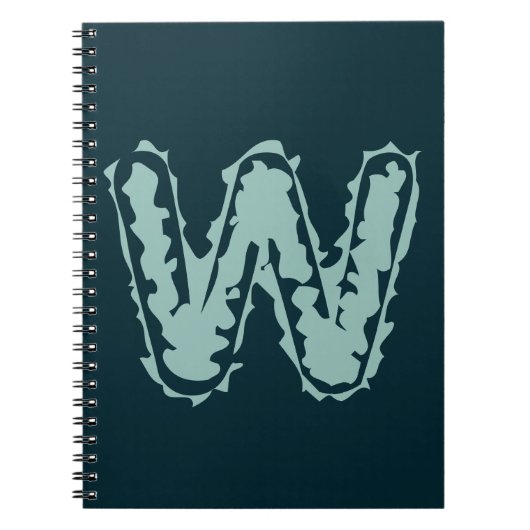 Creepy Monogram Mint Green auf Deep Blue Notizblock (Vorderseite)