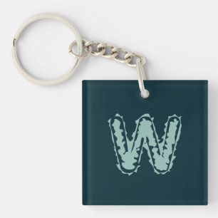 Creepy Monogram Mint Green auf Deep Blue Schlüsselanhänger