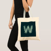 Creepy Monogram Mint Green auf Deep Blue Tragetasche (Vorderseite (Produkt))