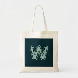 Creepy Monogram Mint Green auf Deep Blue Tragetasche