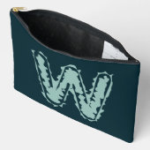 Creepy Monogram Mint Green auf Deep Blue Zubehörtasche (Offen)