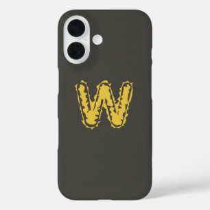 Creepy Monogram Moody Yellow on Dark Gray iPhone 16 Hülle