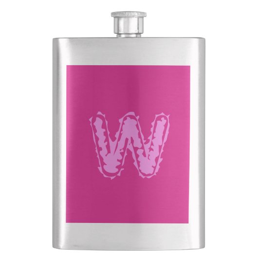 Creepy Monogram Pink auf Pink Flachmann (Vorderseite)