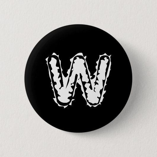 Creepy Monogram White auf Black Button (Vorderseite)