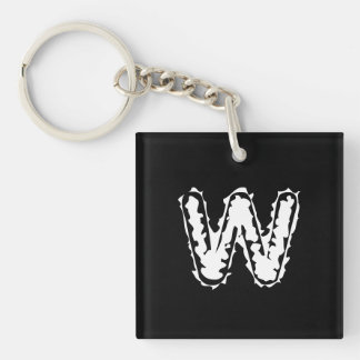 Creepy Monogram White auf Black Schlüsselanhänger
