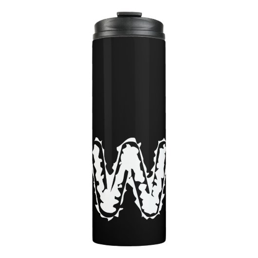 Creepy Monogram White auf Black Thermosbecher (Vorderseite)