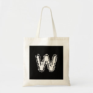 Creepy Monogram White auf Black Tragetasche