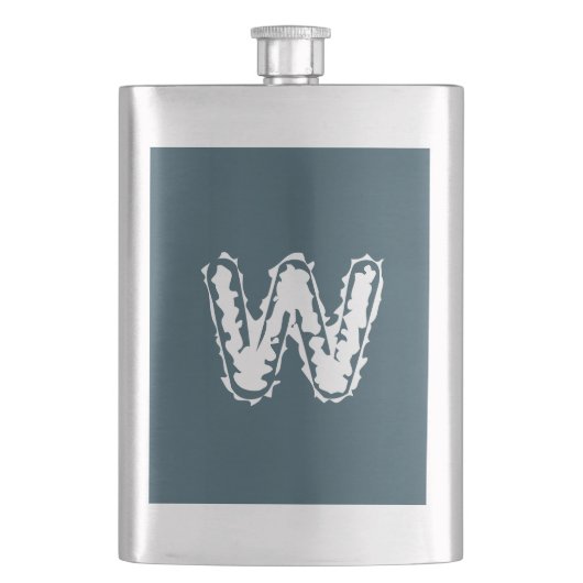 Creepy Monogram White on Blue Flachmann (Vorderseite)