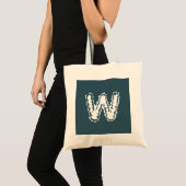 Creepy Monogram White on Blue Tragetasche (Vorderseite (Produkt))