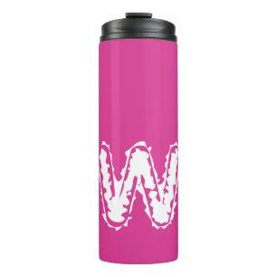Creepy Monogram White on Pink Thermosbecher