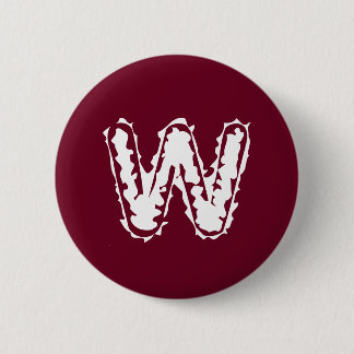 Creepy Monogram White on Red Button
