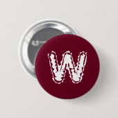 Creepy Monogram White on Red Button (Vorne & Hinten)