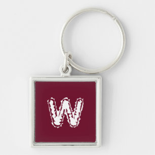 Creepy Monogram White on Red Schlüsselanhänger