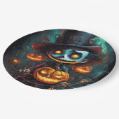 Creepy Monster und Jack-O-Lanterns Pappteller (Schrägansicht)