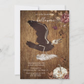 Creepy Moody Halloween Crow & Feather Einladung (Vorderseite)