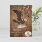 Creepy Moody Halloween Crow & Feather Einladung (Stehend Vorderseite)