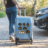 Creepy Niedlich Black Felt Look Spooky Pumpkins Aufkleber (Koffer Insitu)