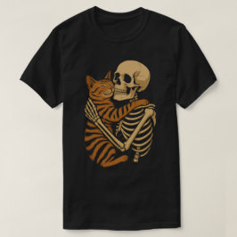 Creepy Niedlich Cat - Skelett Umarmung Kitesurfen T-Shirt