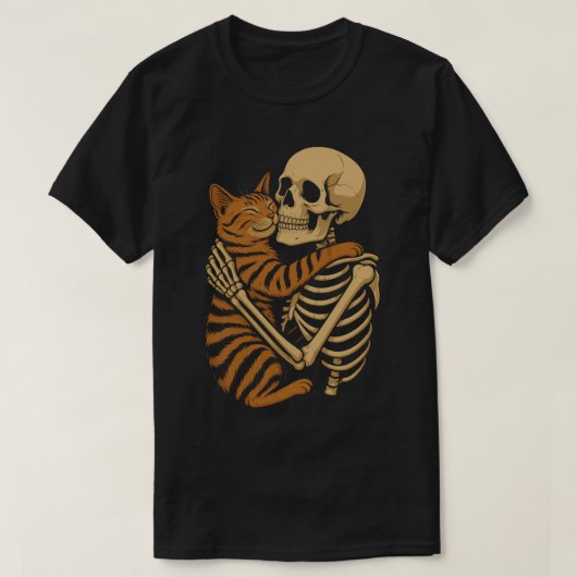 Creepy Niedlich Cat - Skelett Umarmung Kitesurfen  T-Shirt (Design vorne)