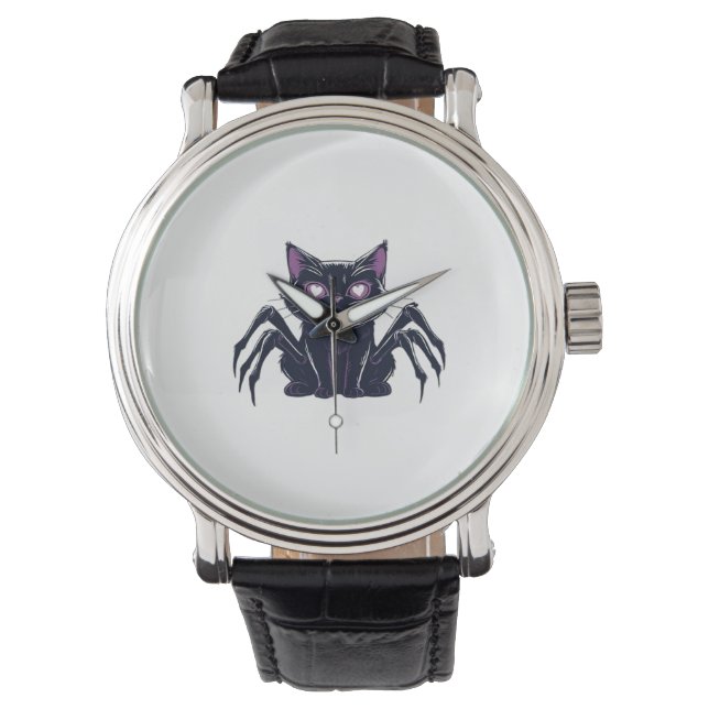 Creepy Niedlich Cat - Spider Legs & Heart Eyes Cla Armbanduhr (Vorderseite)