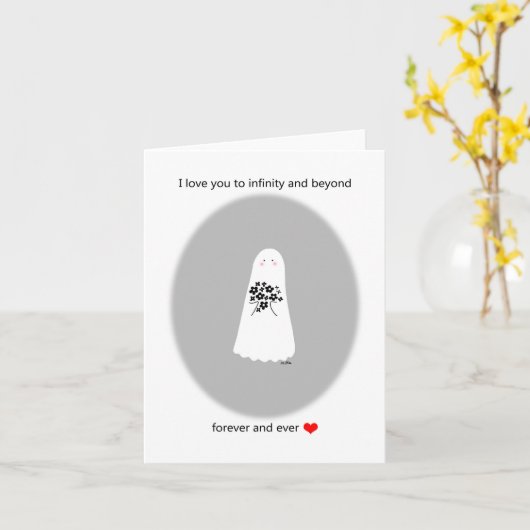 Creepy Niedlich Ghost Romantic Valentine Jubiläum Karte (Gelbe Blume)