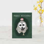 Creepy Niedlich Goth Owl Seltsames Happy Birthday Karte (Gelbe Blume)