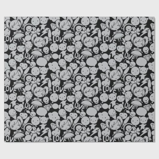 Creepy Niedlich Gothic Clown Wrapping Paper Geschenkpapier (Flach)