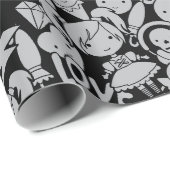 Creepy Niedlich Gothic Clown Wrapping Paper Geschenkpapier (Rolleneckpunkt)