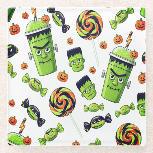 Creepy Niedlich Halloween Frankenstein Glasuntersetzer (Vorderseite)