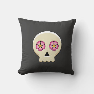 Creepy Niedlich Kawaii Goth Skull mit Blume Kissen